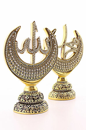 2'li Gold Allah Muhammed Hilal Orta Boy Biblo 20cm