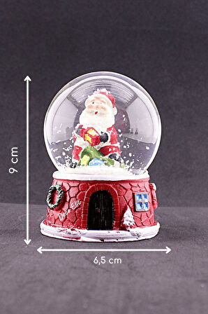 Yılbaşı Yeni Yıl Noel Baba Temalı Orta Boy Işıklı Kar Küresi 9 cm A 