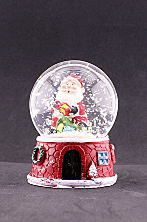 Yılbaşı Yeni Yıl Noel Baba Temalı Orta Boy Işıklı Kar Küresi 9 cm A 