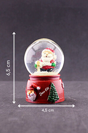 Yeni Yıl Noel Baba Temalı Mini Boy Işıklı Kar Küresi 6,5 cm A