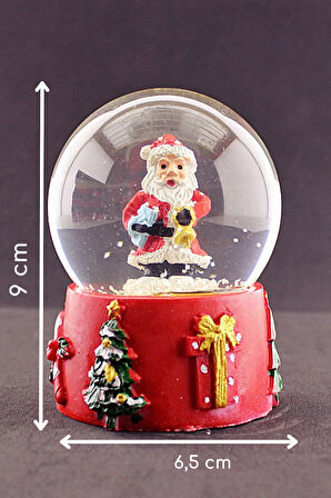Merry Christmas Noel Baba Tasarımlı 9 cm Orta Boy Işıklı Kar Küresi 1B