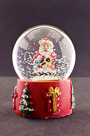 Merry Christmas Noel Baba Tasarımlı 9 cm Orta Boy Işıklı Kar Küresi 1B