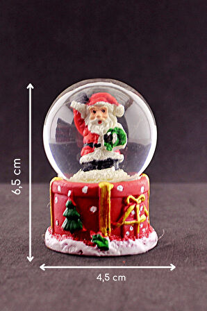 Merry Christmas El Sallayan Noel Baba Temalı  Mini Boy Işıklı Kar Küresi 6,5 cm 1