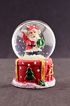 Merry Christmas El Sallayan Noel Baba Temalı  Mini Boy Işıklı Kar Küresi 6,5 cm 1