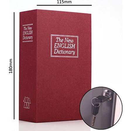 Sözlük Kitap Kasa Şeklinde Gizli Kasa Metal Kumbara Kasa Bordo
