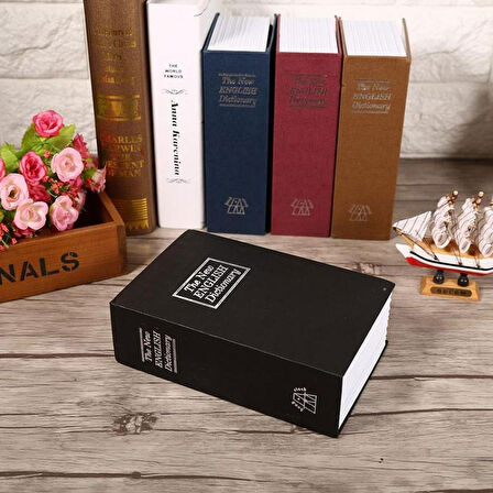 Sözlük Kitap Kasa Şeklinde Gizli Kasa Metal Kumbara Kasa Siyah