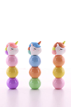 3 Adet 9 Kalemli Unicorn Tasarımlı Fosforlu Kalem Set