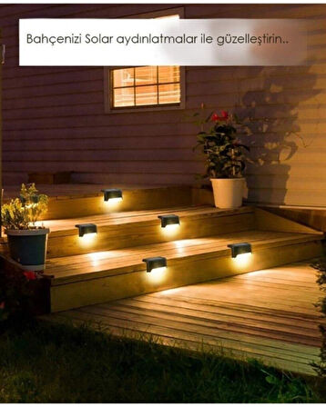 8 Adet Köşebent Merdiven Veranda Solar Güneş Enerjili Bahçe Led Lamba Dekor Bahçe Aydınlatma 