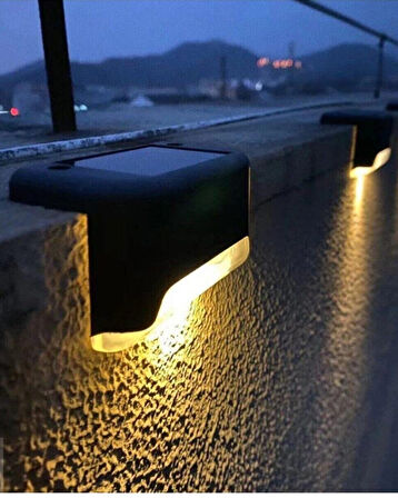 2 Adet Köşebent Merdiven Veranda Solar Güneş Enerjili Bahçe Led Lamba Dekor Bahçe Aydınlatma 