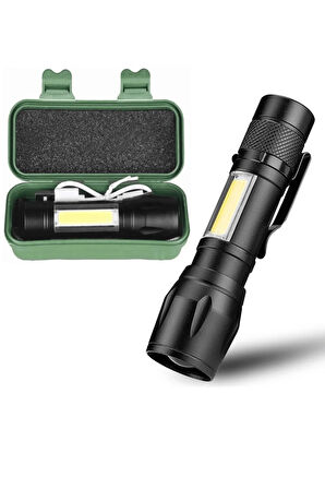 2 Adet Ultra Güçlü Usb Şarjlı El Feneri Orjinal Kutusunda Kamp Feneri Avcılık Feneri Polis Feneri
