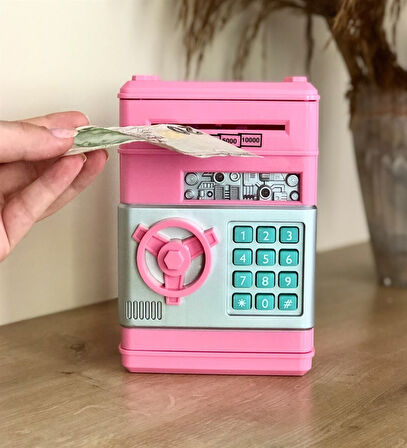 Kumbara Şifreli Atm Kasa Para Yutan Kumbara Şifreli Pembe