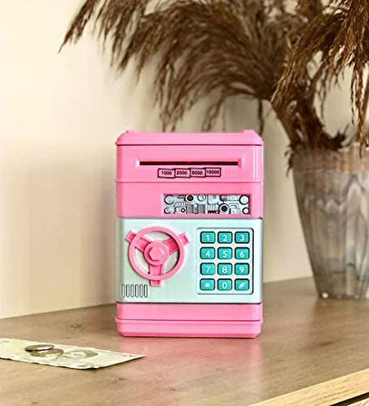 Kumbara Şifreli Atm Kasa Para Yutan Kumbara Şifreli Pembe
