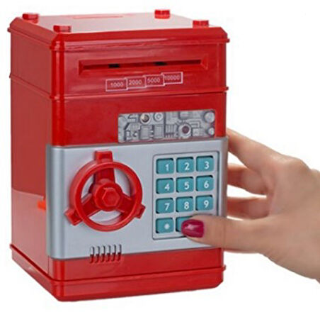 Kumbara Şifreli Atm Kasa Para Yutan Kumbara Şifreli Kırmızı
