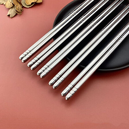 Metal Chopstick 10 Çift  Paslanmaz Çelik Çin Çubuğu Yemek Çubukları 10 Çift 
