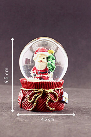 Yılbaşı 2023 Noel Baba ve Çam Ağacı Mini Boy Kar Küresi 6,5 cm