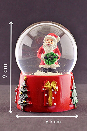 Noel Baba 2023  Merry Christmas Tasarımlı 9 cm Orta Boy Işıklı Kar Küresi 1B