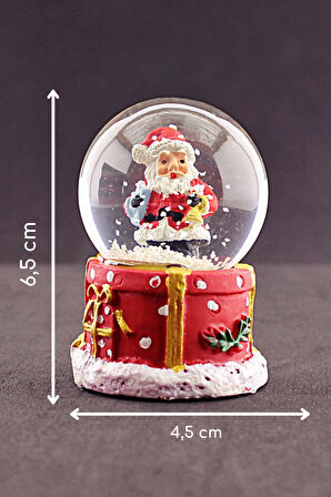 Yılbaşı Hediyesi 2023 Temalı  Noel Baba Mini Boy Işıklı Kar Küresi 6,5 cm 1A