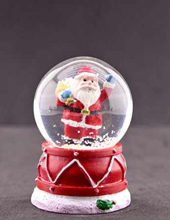  Noel Baba Hediye Torbası Mini Boy Işıklı Yılbaşı Kar Küresi 6.5 cm 5A