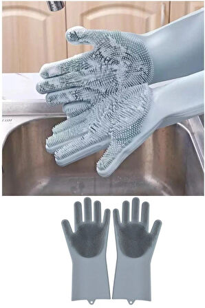 Sihirli Silikon Bulaşık Eldiveni Tırtıklı Magic Gloves  Mutfak Banyo Temizleme 