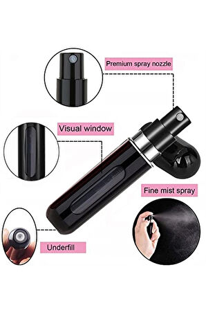 4 Adet Parfüm Şişesi Taşınabilir Mini Doldurulabilir  Atomizer Parfüm Şişeleri Boş Küçük