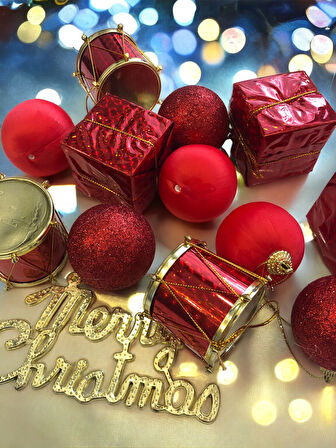 Yeni Yıl Yılbaşı Noel Çam Ağacı Süsü Lüx 13 Parça Orta Boy