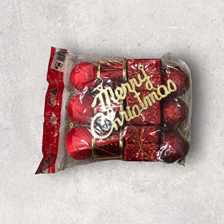 Yeni Yıl Yılbaşı Noel Çam Ağacı Süsü Lüx 13 Parça Orta Boy