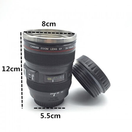 Objektif Görünümlü Lens  Kupa Çelik Kahve Çay Termos Mug Bardak