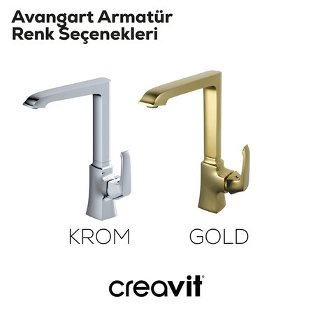 Creavit Avangart Krom Lavabo-Banyo-Eviye Bataryası 3'lü Set AG1500-AG2500-AG8500
