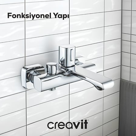Creavit Alfa Krom Lavabo-Banyo-Eviye Bataryası 3'lü Set AL1500-AL2500-AL8500