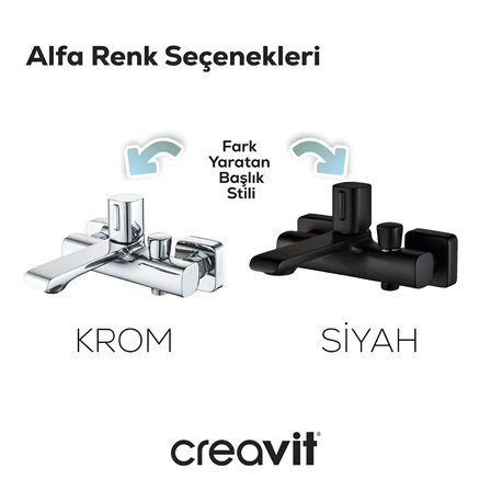 Creavit Alfa Mat Siyah Lavabo-Banyo-Eviye Bataryası 3'lü Set AL1500S-AL2500S-AL8500S