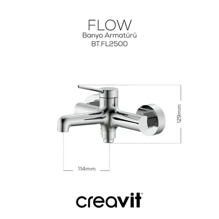 Creavit Flow Krom Lavabo-Banyo-Eviye Bataryası 3'lü Set FL1500-FL2500-FL8500