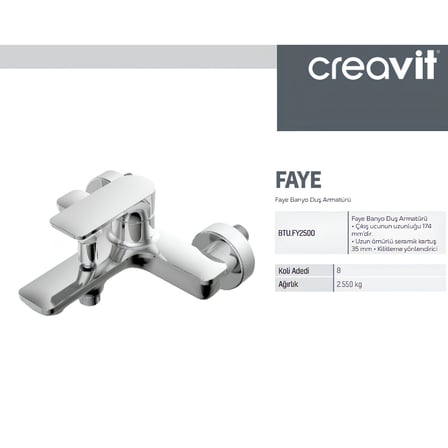 Creavit Faye Krom Banyo Bataryası FY2500