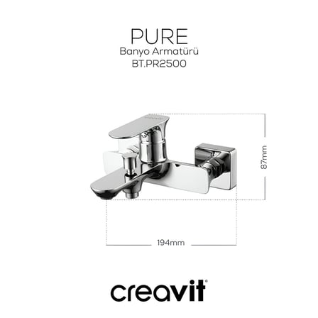Creavit Pure Krom Lavabo-Banyo-Eviye Bataryası 3'lü Set PR1500-PR2500-PR8501
