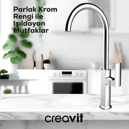Creavit Slope Krom Lavabo-Banyo-Eviye Bataryası 3'lü Set SP1500-SP2500-SP8502