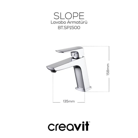 Creavit Slope Krom Lavabo-Banyo-Eviye Bataryası 3'lü Set SP1500-SP2500-SP8502