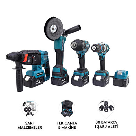 Beşli Set MK800 (Power Bank Led 13mm Ç.MANDREN+S.SIKMA+Ş.SPRAL+Ş.HİLTİ) 