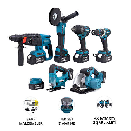 YEDİLİ SET MK800 (POWERBANK&LED+ Ş.Hilti+Ş.spral+S.Sıkma+13mm Ç.Mandren+Ş.Dekupaj+Sunta Kesme)