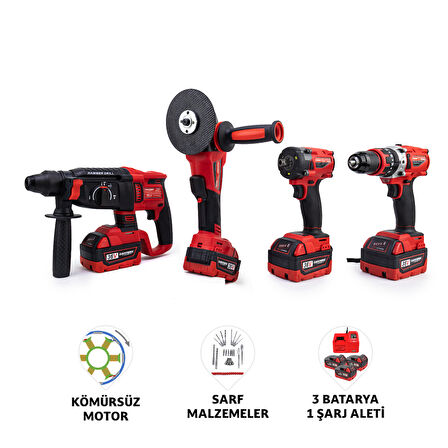 DAWREEK  DÖRTLÜ SET MW350R (13mm Ç.Mandren+S.Sıkma+Ş.Spral+Ş.Hilti)