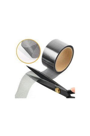Yapışkanlı Sineklik Yaması Tülü Tamir Bandı Bantı Delik Fiber Tül Yapıştırma Gri 48 Mm X 2 Metre