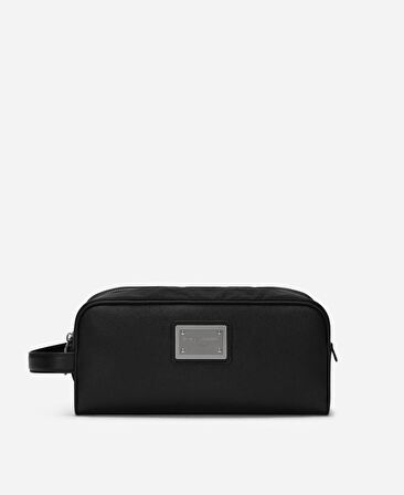 Grainy Calfskin And Nylon Hand Bag