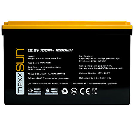 Mexxsun 12.8 V 100 AH Lityum Akü  