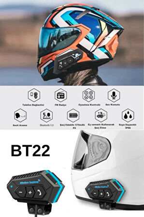 Wearfitpro BT22 Bluetooth 5.0 Destekli Kask Kulaklığı İntercom Motosiklet Kulaklığı