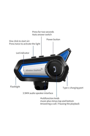 BT31 Motosiklet Kask Bluetooth Kulaklık Interkom Su Geçirmez Moto Intercomunicador Bluetooth V5.2 Led Işıklı Kask Kulakığı Otomatik Çağrı Cevaplama intercom