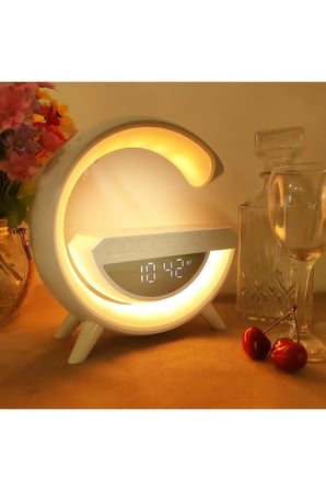 BT-3401 Bluetooth G Hoparlör Masa Saati Alarm Wireless Şarj Müzik Çalar Kablosuz Taşınabilir Speaker