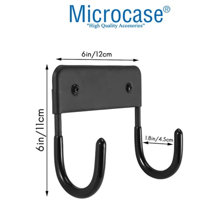 Microcase Paslanmaz Çelik Çok Amaçlı Kullanılabilir Ütü ve Eşya Askılığı 2 ADET AL5440 - SİYAH