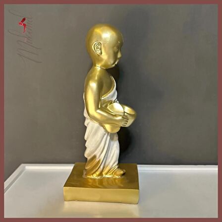 Budist Keşiş Büstü ( Bhikkhu, Heykel, Heykel, El Yapımı, Altın, Ofis, Ev, Hediye, Dekorasyon)