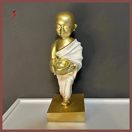 Budist Keşiş Büstü ( Bhikkhu, Heykel, Heykel, El Yapımı, Altın, Ofis, Ev, Hediye, Dekorasyon)