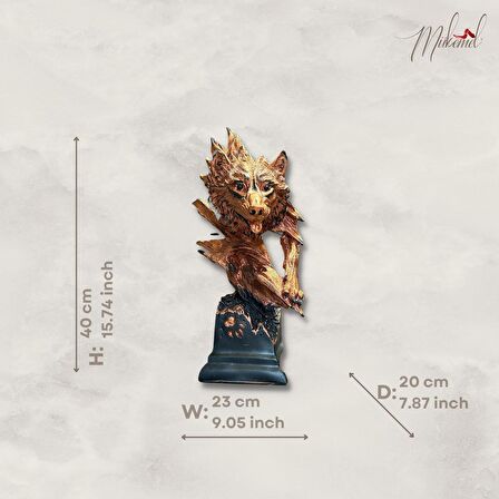 Şiddetli Avcı (dekorasyon, Ev Dekoru, El Yapımı Heykel, Kurt heykeli ) Mukemel Designs