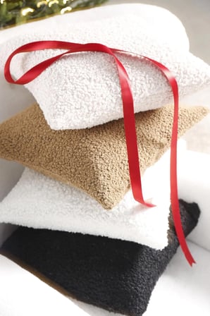 Tasch Design Bukle Kırlent Kılıfı 45x45 cm Beyaz Dekoratif Yastık Kılıfı