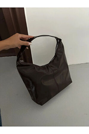 Kadın Acı Kahve Büyük Boy Omuz ve Tote Çanta - Geniş Hacim